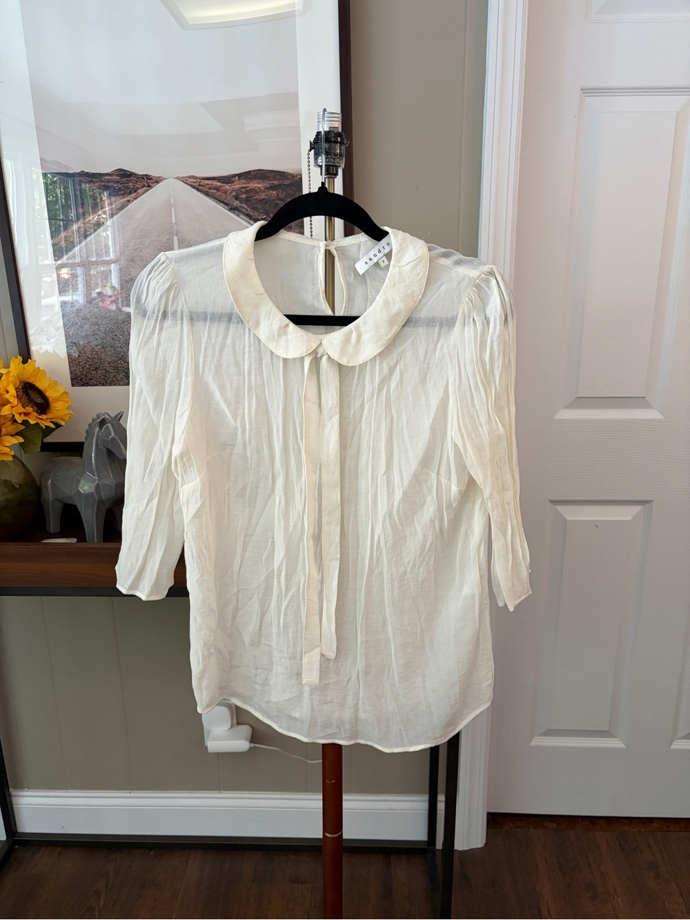 Sandro Paris Cream Peter Pan Collar Blouse